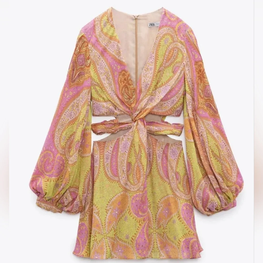 Cut Out Printed Dress Size S - Picture 2 of 8